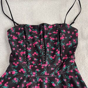 Floral Black and Pink Women's Dress